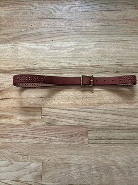 Brown Leather Belt with Decorative Perforation
